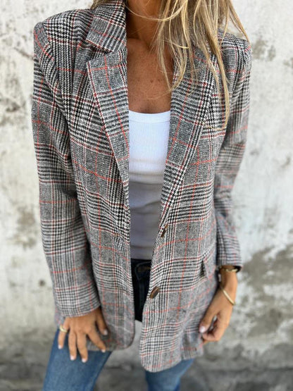 Veste à Carreaux à Style Unique