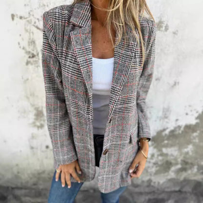 Veste à Carreaux à Style Unique