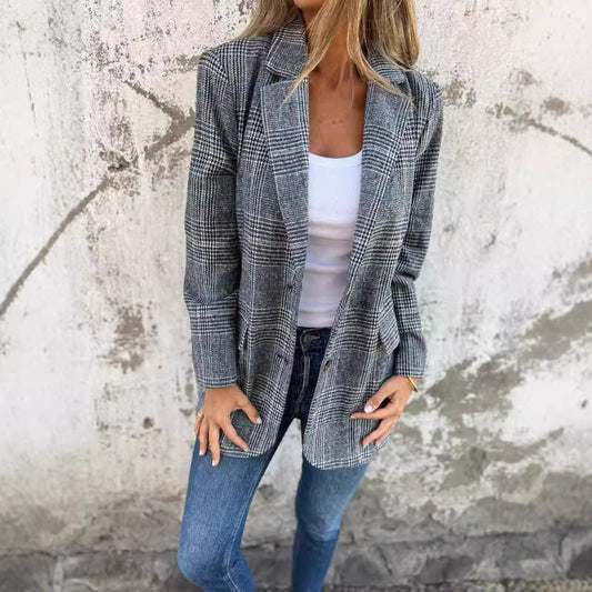 Veste à Carreaux à Style Unique