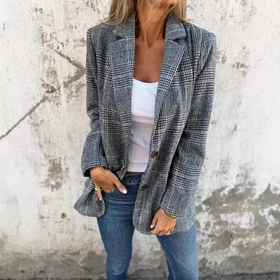 Veste à Carreaux à Style Unique